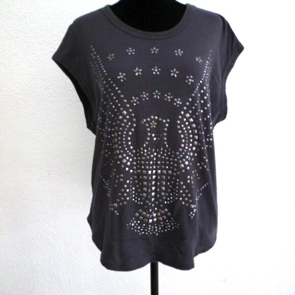 Gray tank top, with shiny studded eagle design - Picture 3 of 8